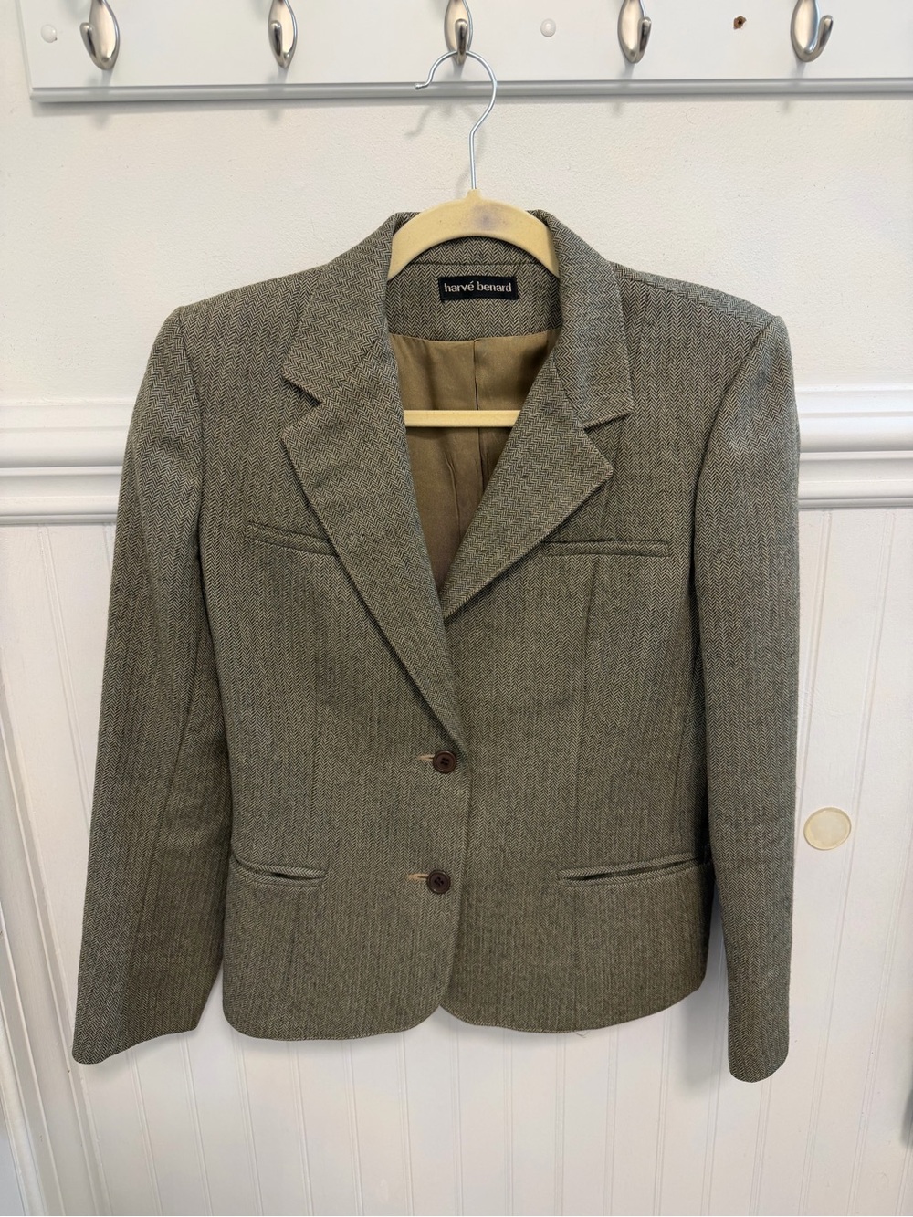 Wool Harve Benard Brown-Tone Tailored Two-Button Blazer